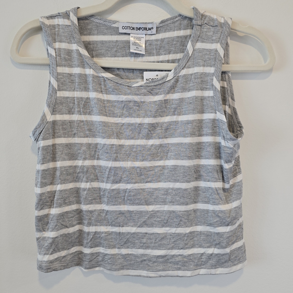 Cotton Emporium Gray Striped Women's Top Size Xl Nwt